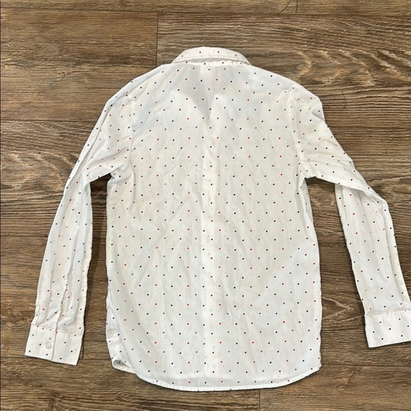 Wonder Nation Boys Kids 12 White Button Down Shirt with Red and Blue Polka Dots - Picture 3 of 5